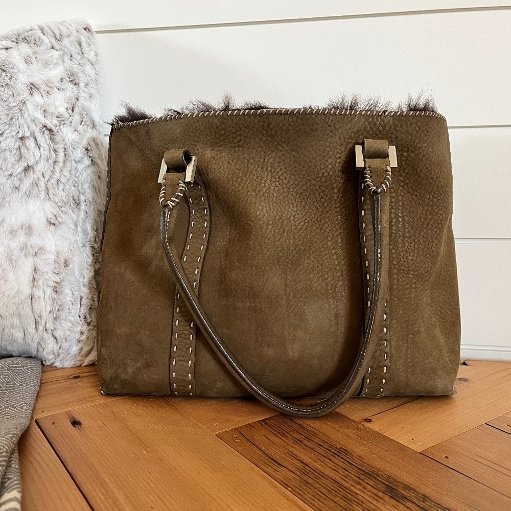 Falor Nubuck Leather Shoulder Bag Purse Tote Hobo Made in the Italy